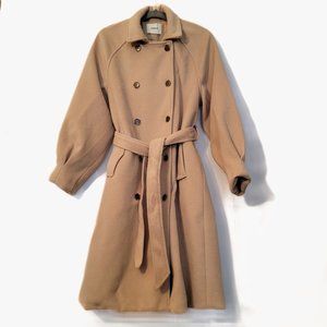Timeless Double-Breasted Camel High Quality Coat with Quilted Lining Tan (S)